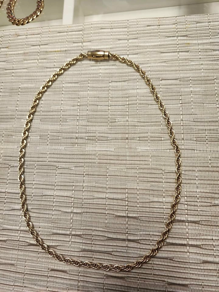Solid 14K Gold-Vacummed Gold Plated Rope Chain Necklace - photo 2