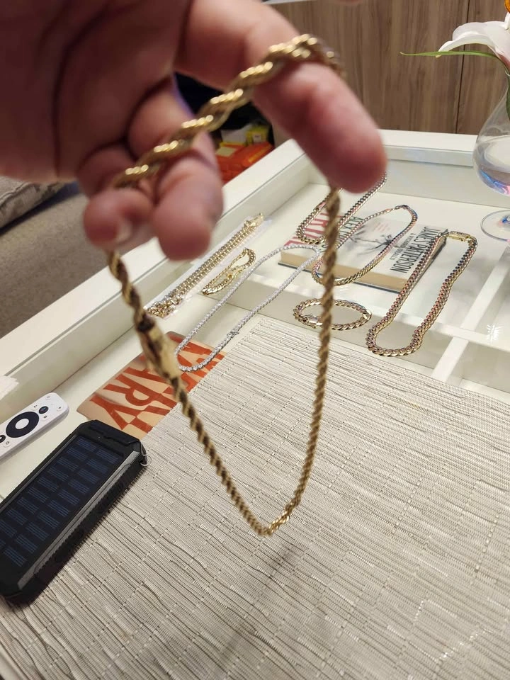 Solid 14K Gold-Vacummed Gold Plated Rope Chain Necklace - photo 3