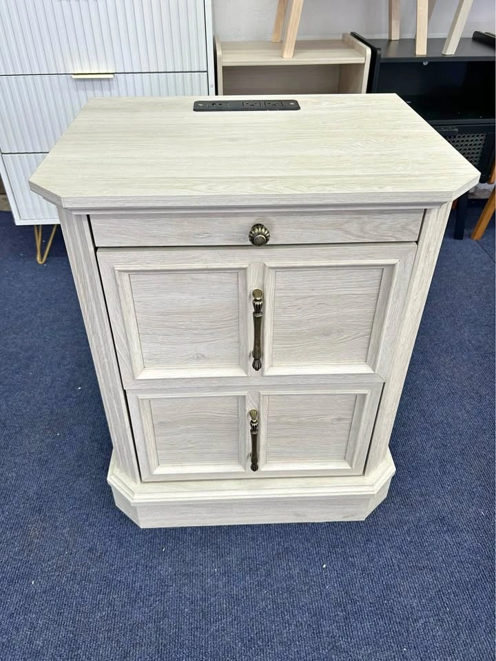 24.1” Tall Nightstand with Charging Station & Pull-Out Tray