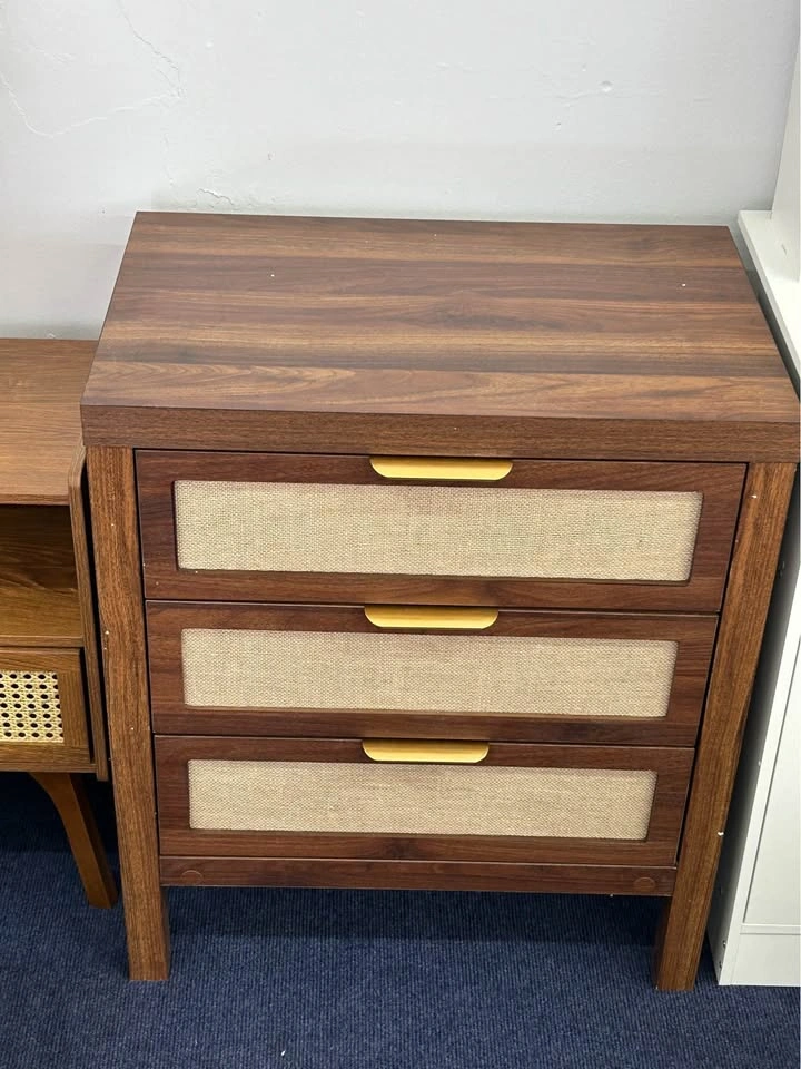 Brand New Walnut Bedside Table, 3-Tier Wooden Nightstand - photo 2
