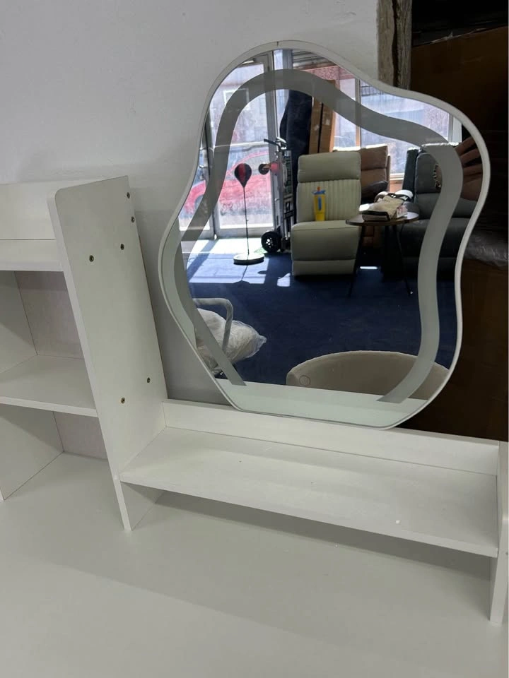 White Makeup Vanity Table with Matching Swivel Storage Stool - photo 3