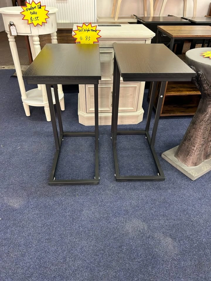 Set of 2 Black Coffee Tray Sofa Side End Tables - photo 2