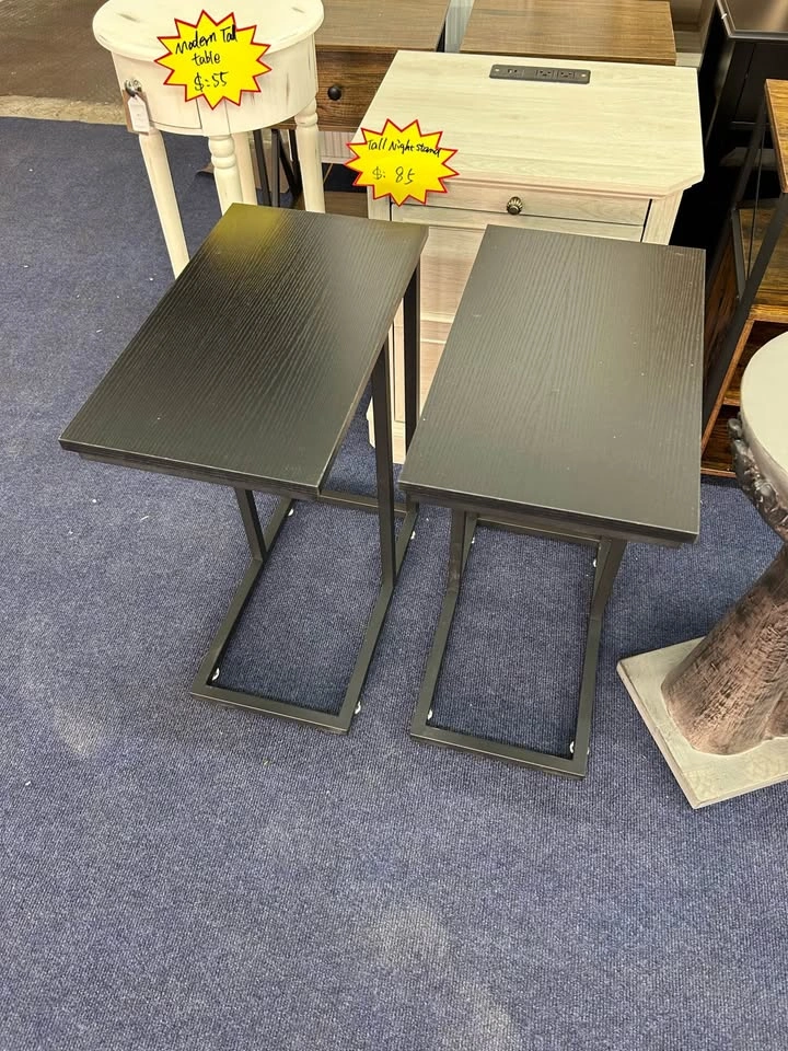 Set of 2 Black Coffee Tray Sofa Side End Tables - photo 4