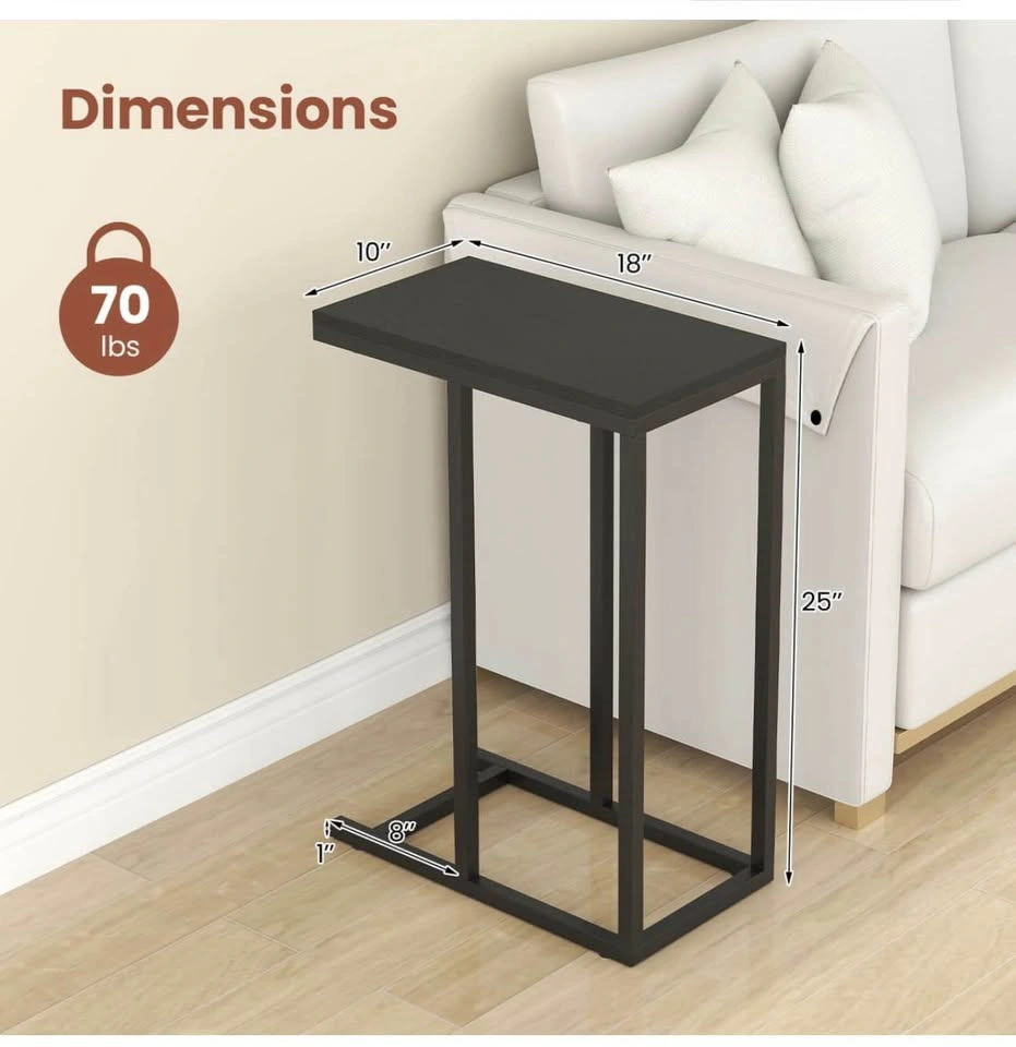 Set of 2 Black Coffee Tray Sofa Side End Tables - photo 5