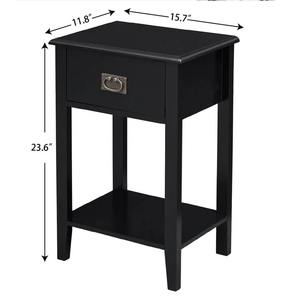 Set of 2 Black Nightstands, 1 Drawer Each, Fully Assembled - photo 5
