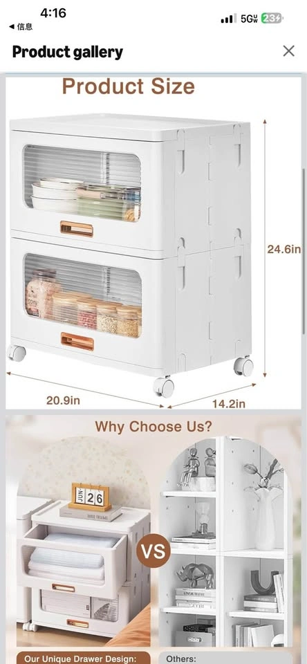 Storage Cabinet with Drawer and Stackable Bins - photo 2