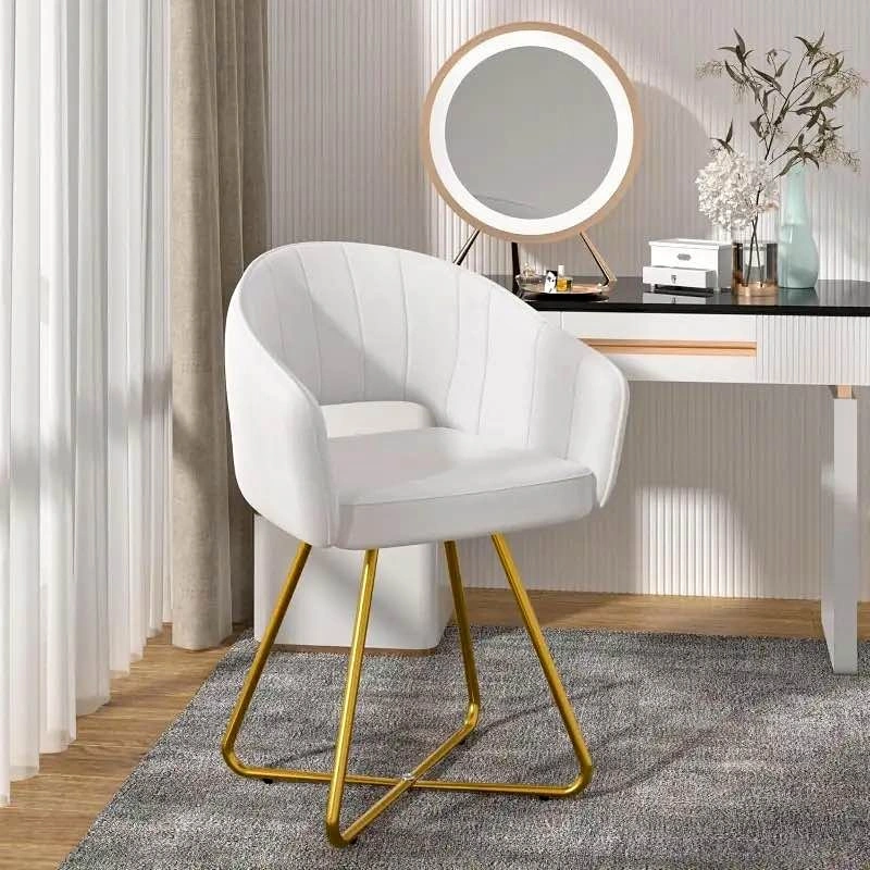 Accent Chair, Upholstered Armchair with Gold Tone Base
