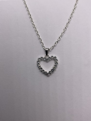 LondonOne Heart Necklace Silver Tone Rhinestone Pendant New - photo 4