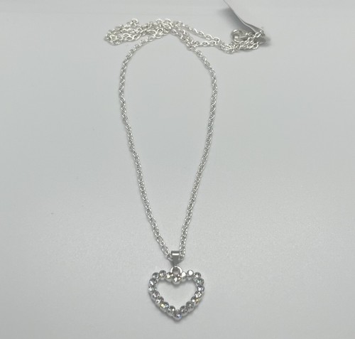 LondonOne Heart Necklace Silver Tone Rhinestone Pendant New - photo 5