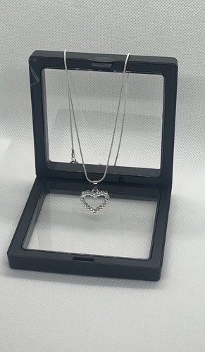 LondonOne Heart Pendant Necklace Silver Tone Rhinestone NWT - photo 3