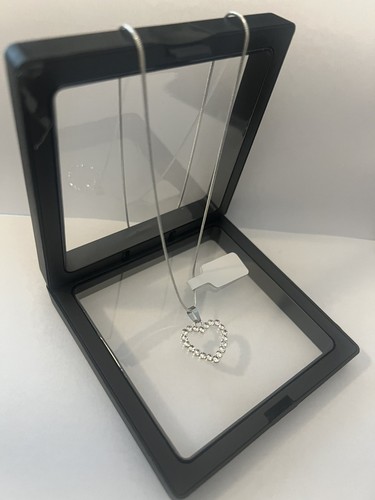 LondonOne Heart Pendant Necklace Silver Tone Rhinestone NWT - photo 5
