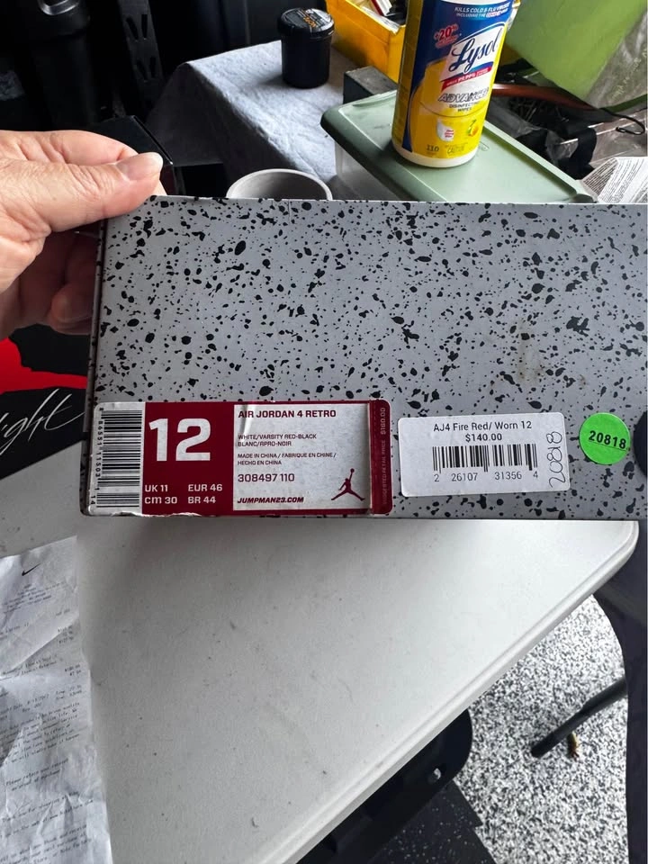 Air Jordan 4 Retro "Fire Red" 2012 - Size 12 - OG Box + Receipt - photo 3