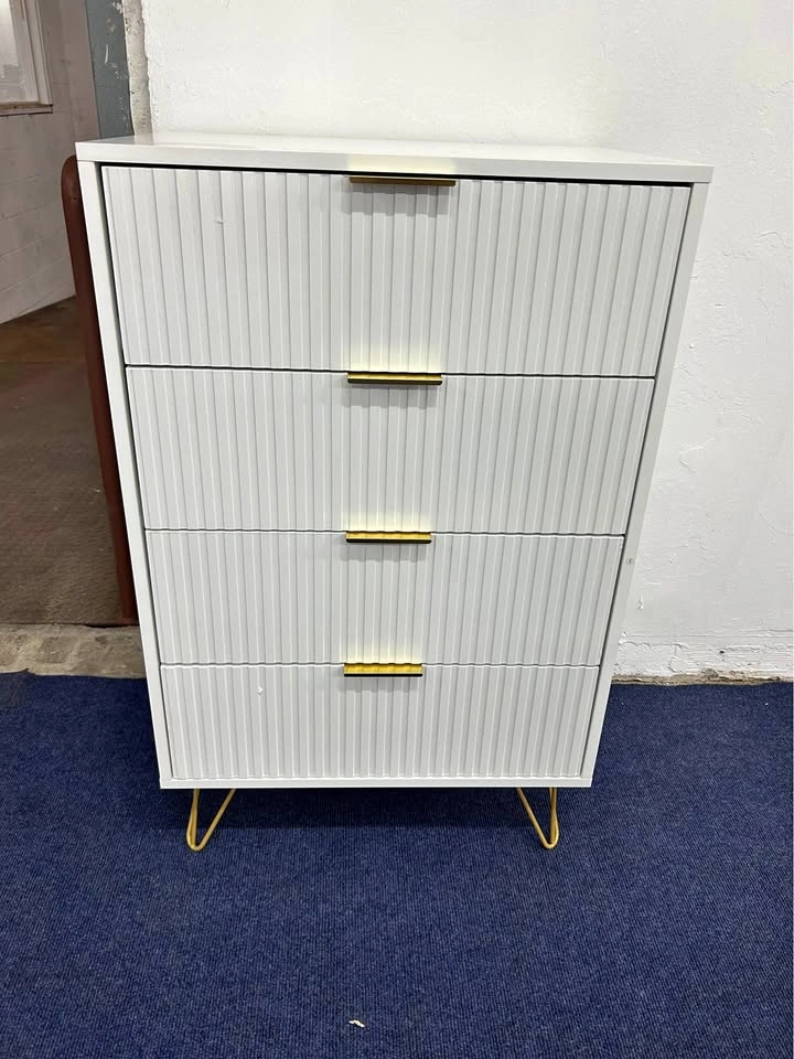 4 Drawer Dresser, Tall Storage Chest with Metal Legs