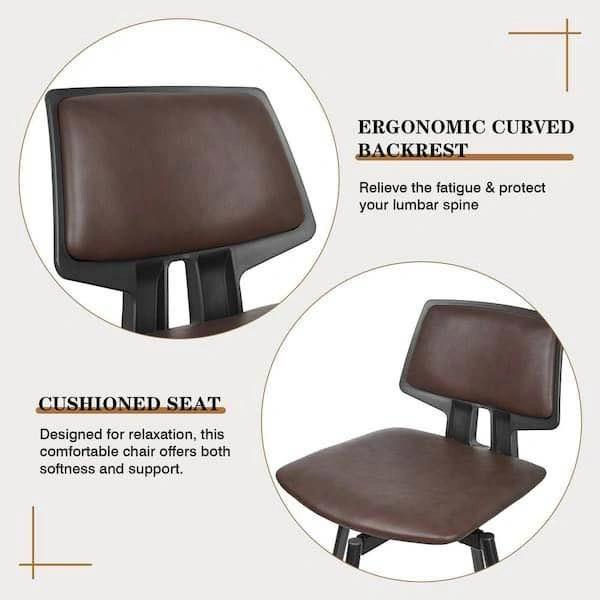 Swivel Bar Stools Set of 2, 34.8 in. Metal Brown - photo 3