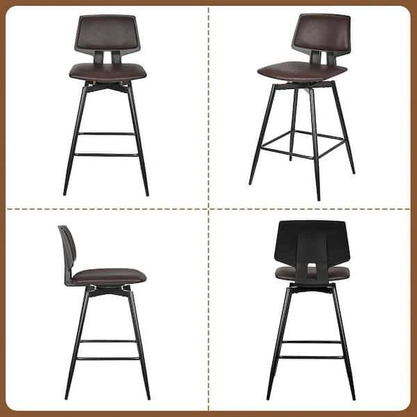 Swivel Bar Stools Set of 2, 34.8 in. Metal Brown - photo 5