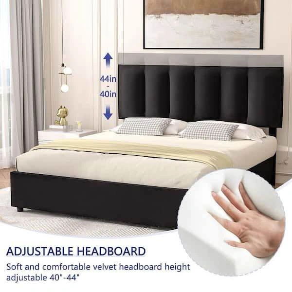 Upholstered King Platform Bed with 4 Drawers - photo 3