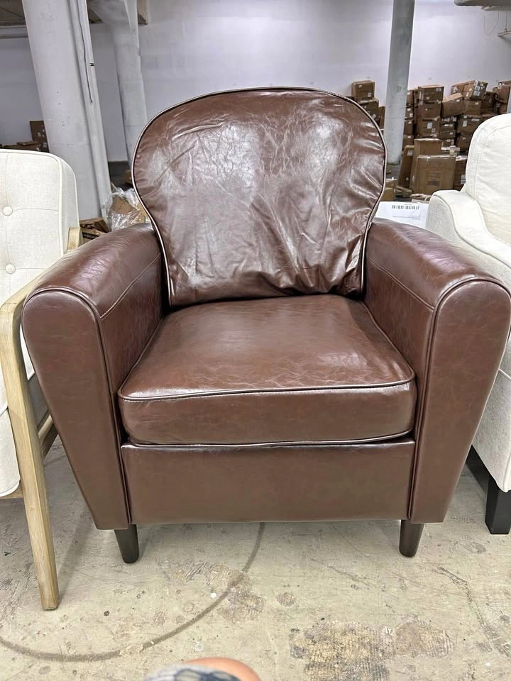 Mid Century Accent Chair, Modern Faux Leather Arm Chair