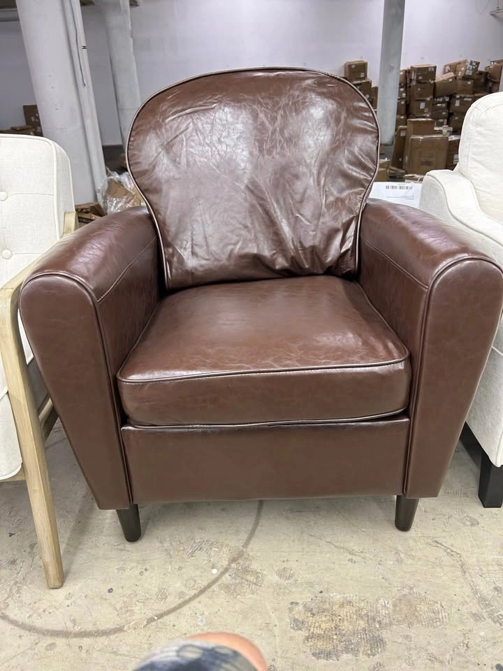 Mid Century Accent Chair, Modern Faux Leather Arm Chair - photo 2