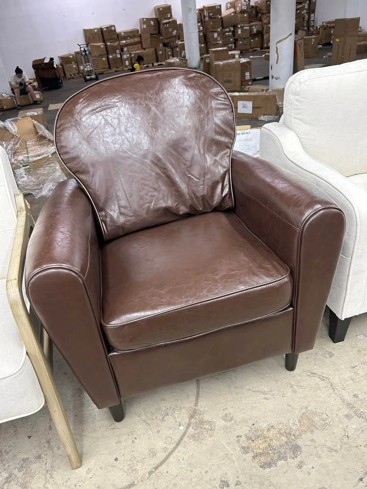 Mid Century Accent Chair, Modern Faux Leather Arm Chair - photo 3