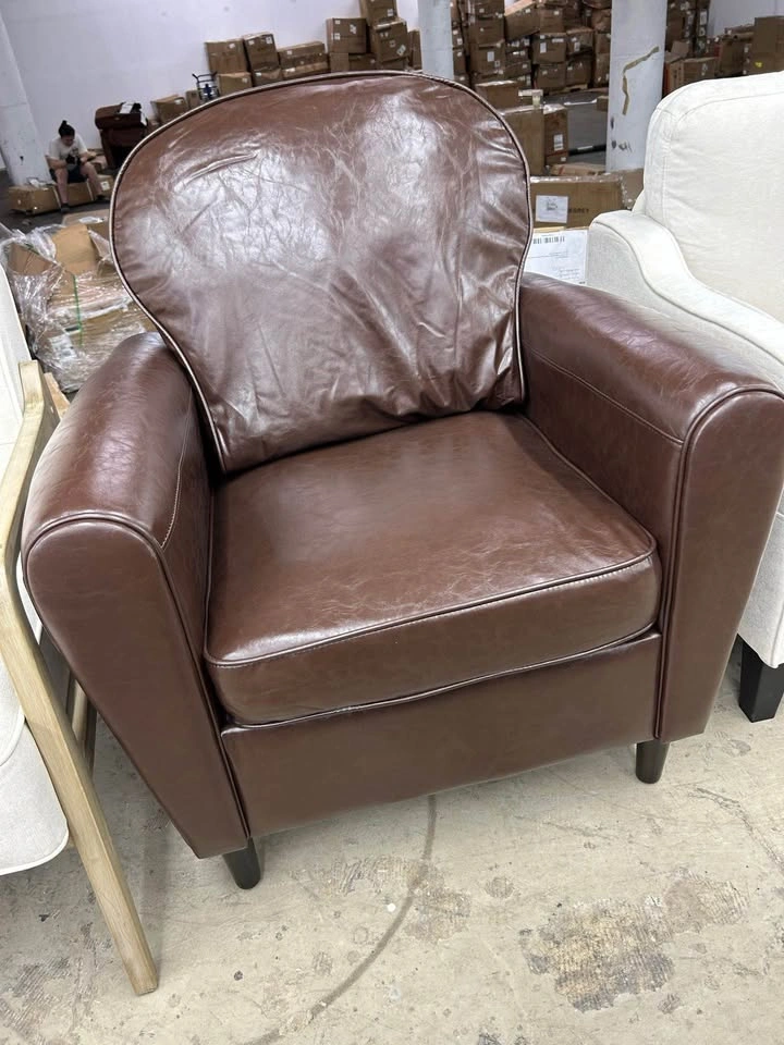 Mid Century Accent Chair, Modern Faux Leather Arm Chair - photo 4