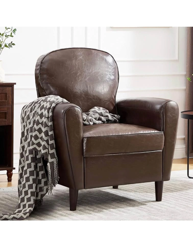 Mid Century Accent Chair, Modern Faux Leather Arm Chair - photo 5