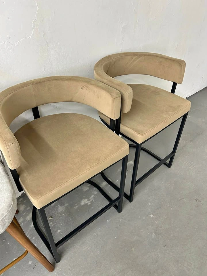 Brown Modern Velvet Bar Stools – Set of 2