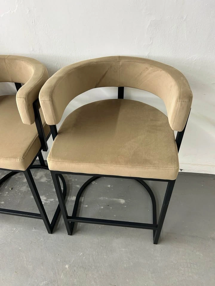 Brown Modern Velvet Bar Stools – Set of 2 - photo 3