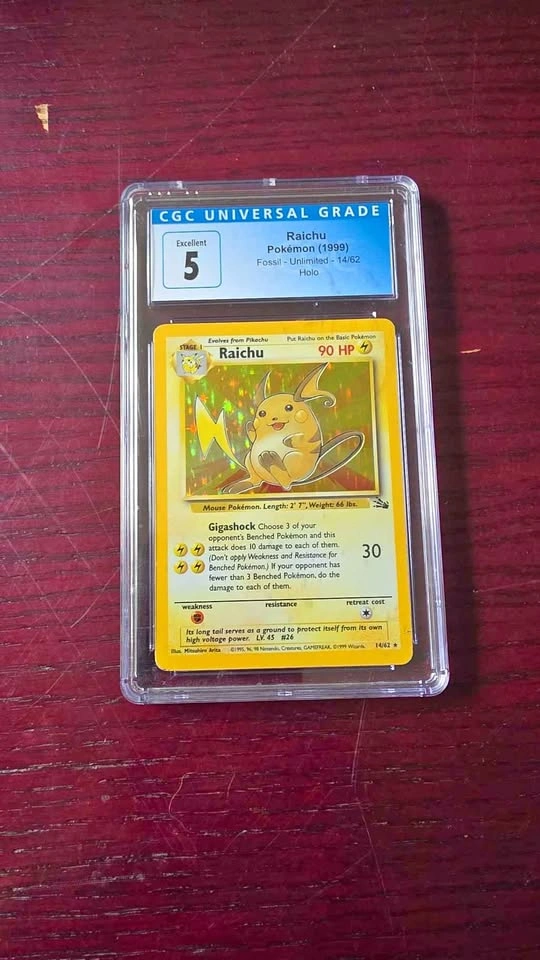 Pokémon Fossil Raichu Holo CGC 5