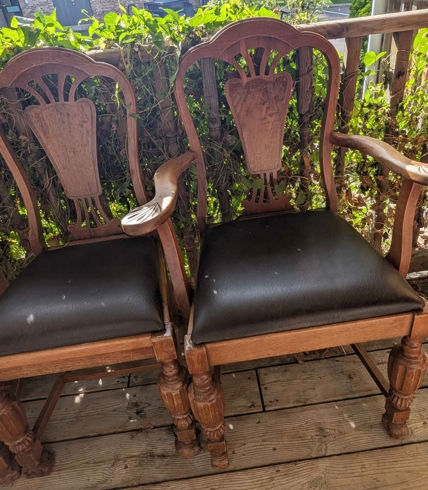 Vintage Wooden Dining Chairs w/ Leather Seats - Set of 4 - photo 4
