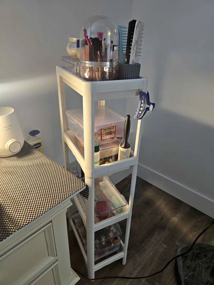 White 4-Tier Plastic Rolling Utility Cart