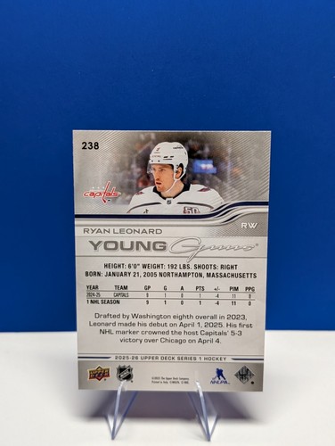 Ryan Leonard 2025-26 Upper Deck Series 1 Young Guns #238 RC - photo 2