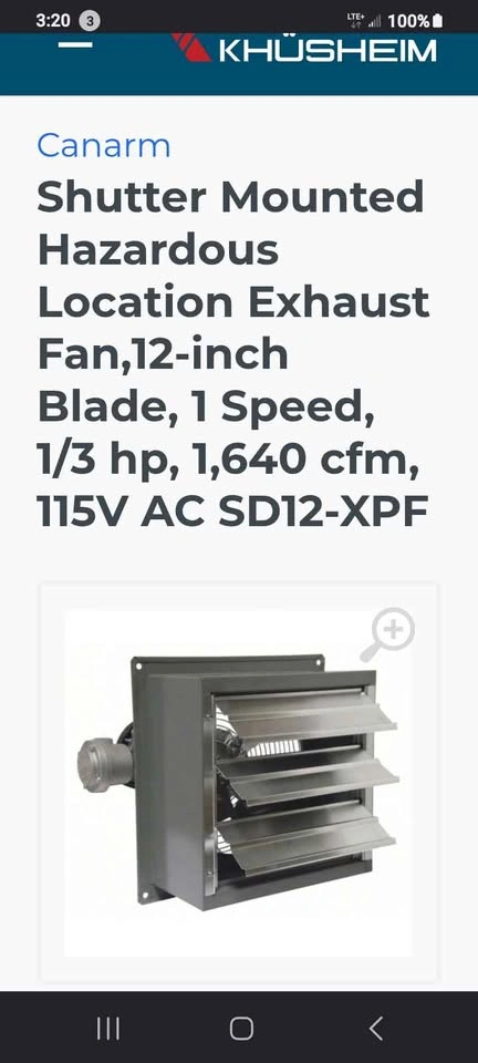 Canarm SD12 XPF Explosion Proof Exhaust Fan 1650cfm - photo 5