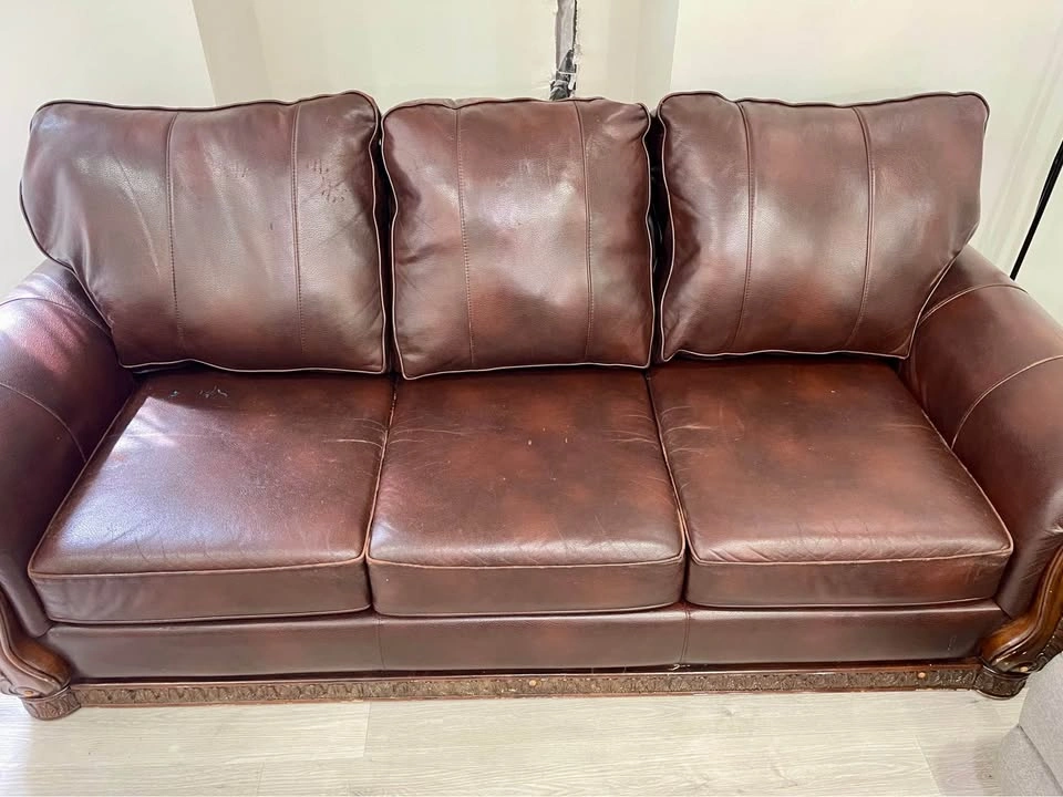 Dark Brown Genuine Leather Sofa - photo 3