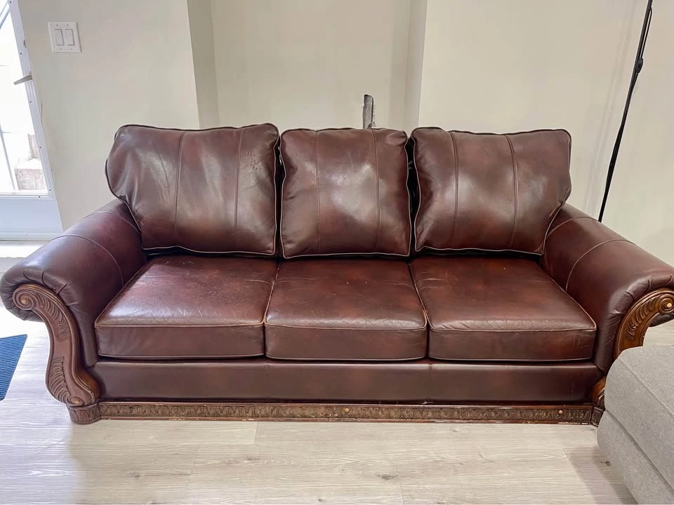 Dark Brown Genuine Leather Sofa - photo 5