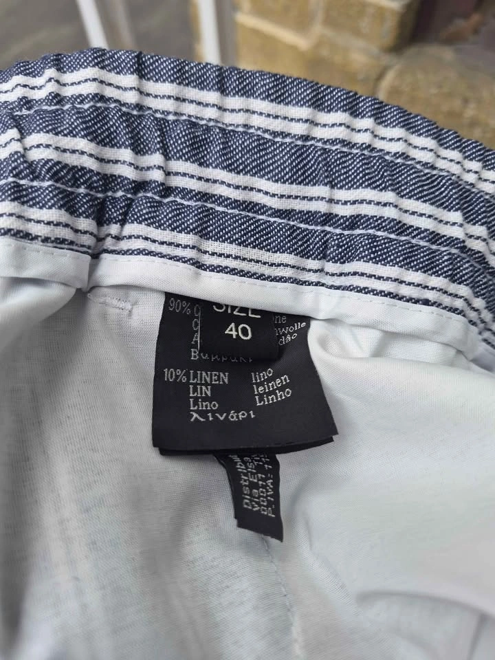 Chromosome Striped Linen Blend Shorts Size 40 - photo 3