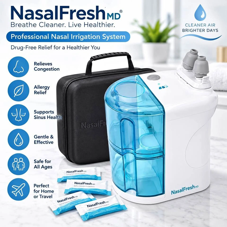 NasalFresh MD Powered Nasal Irrigation System – Premium Bundle