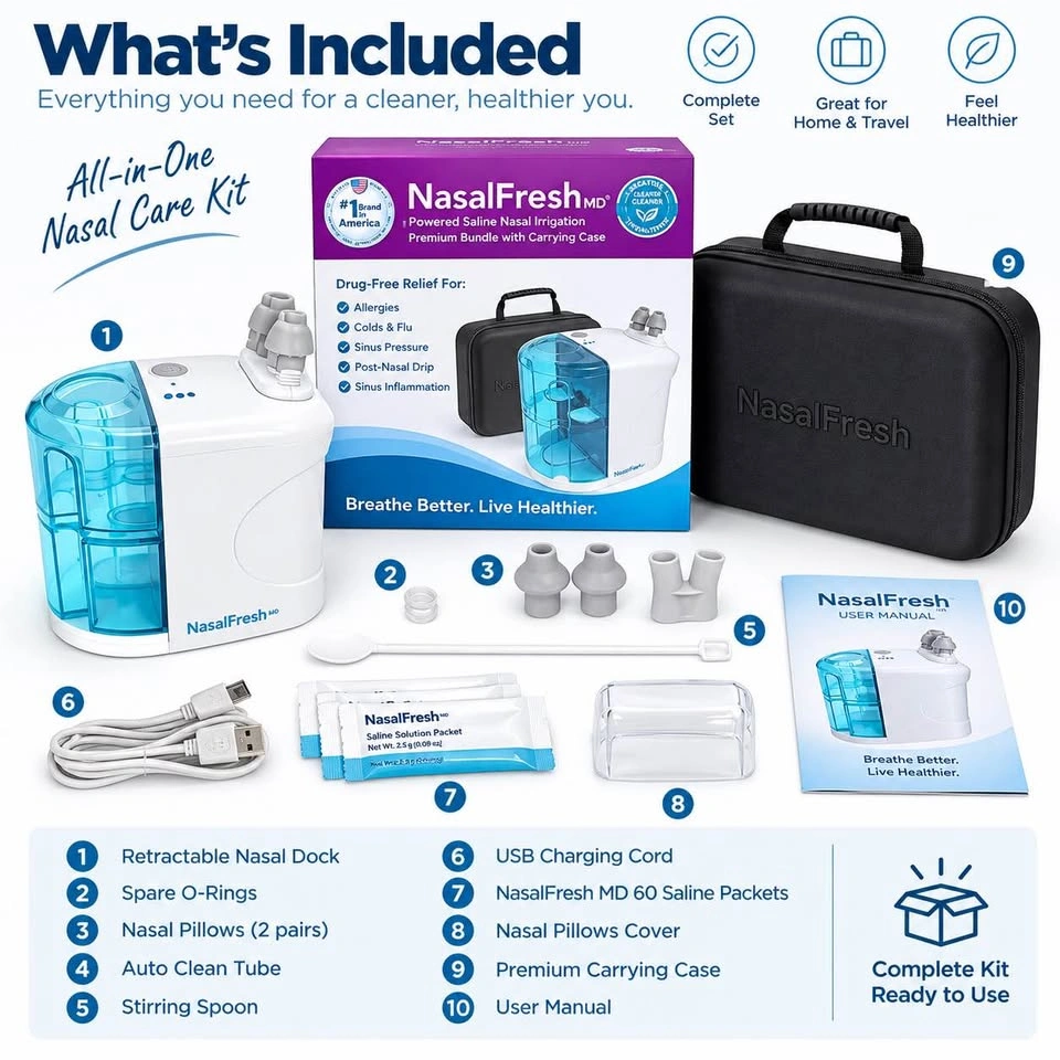 NasalFresh MD Powered Nasal Irrigation System – Premium Bundle - photo 4