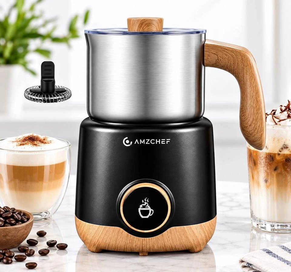 AMZCHEF 8-in-1 Electric Milk Frother & Warmer – 600mL