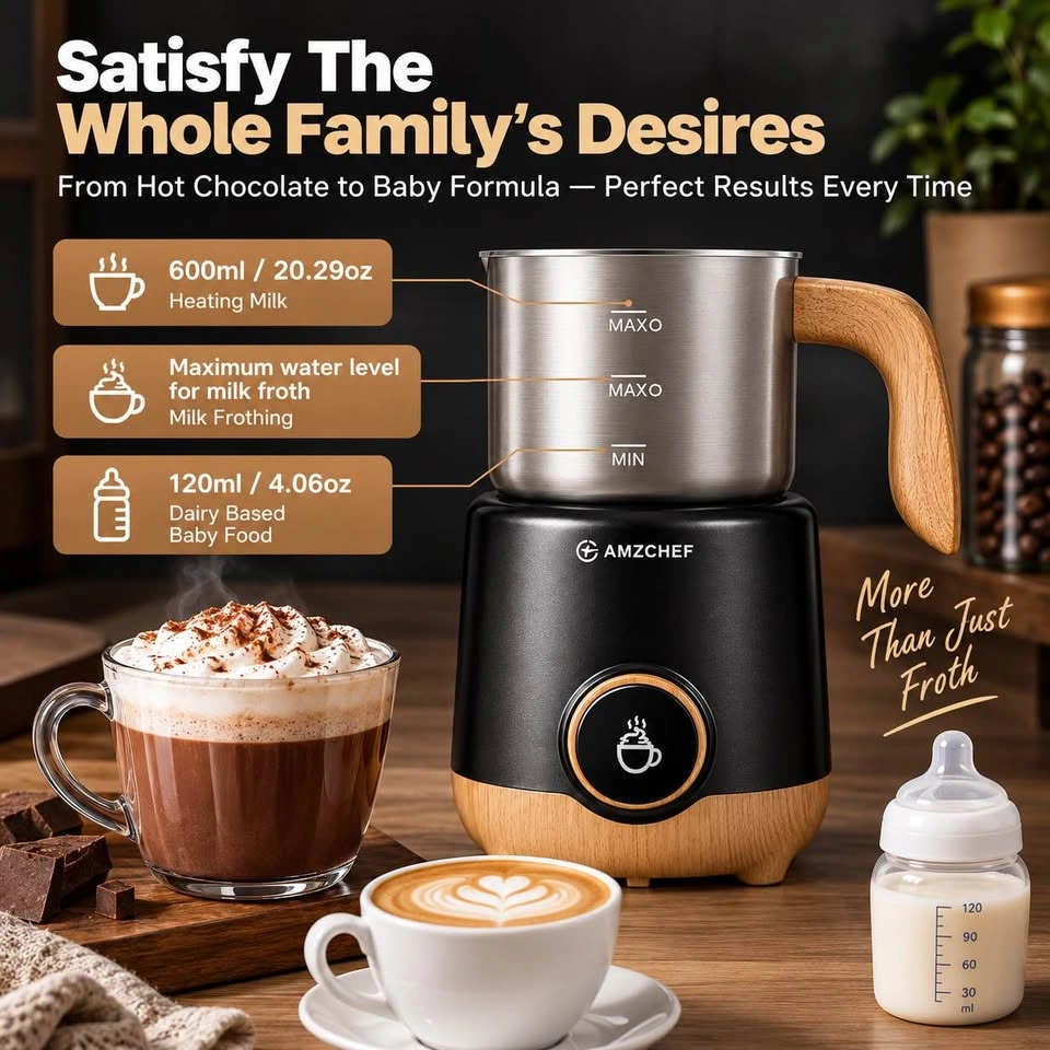 AMZCHEF 8-in-1 Electric Milk Frother & Warmer – 600mL - photo 5