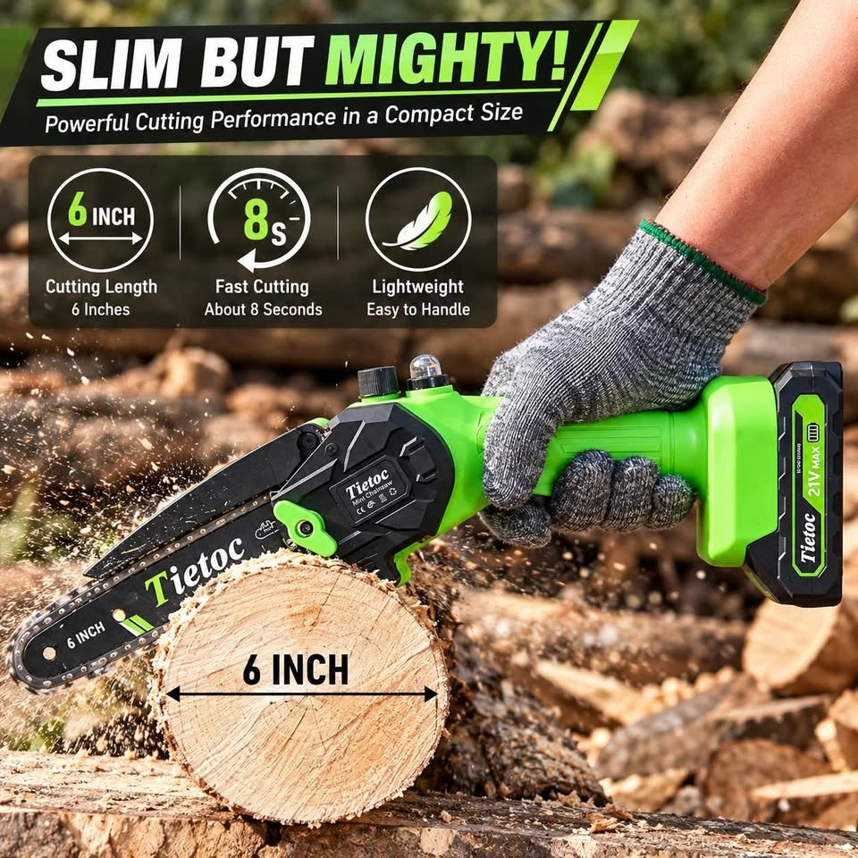 Tietoc 6-Inch Cordless Mini Chainsaw – 21V - photo 2