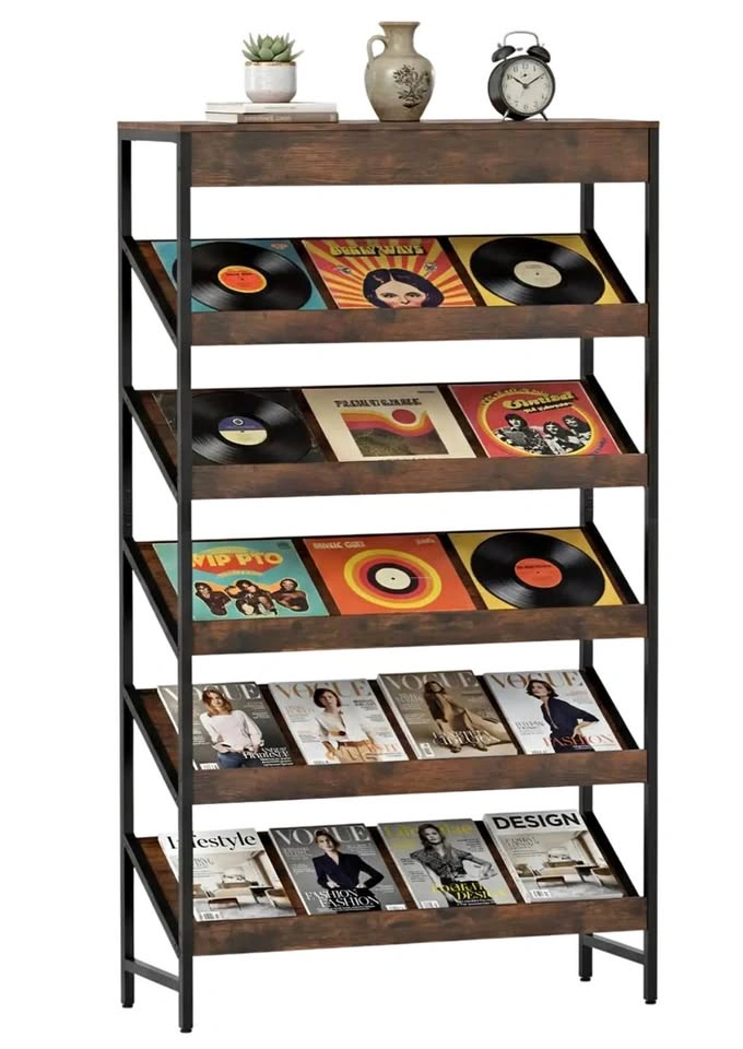 6-Tier Tall Freestanding Bookshelf Angled Shelves Home Office