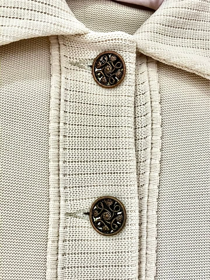 Vintage Cream Knit Button-Up Jacket - photo 4