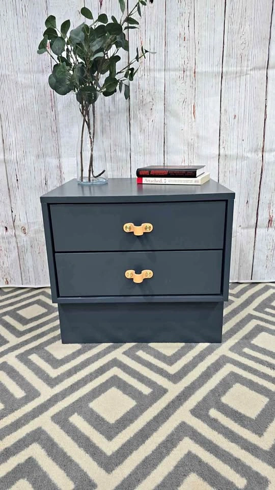 Modern Blue 2-Drawer Nightstand