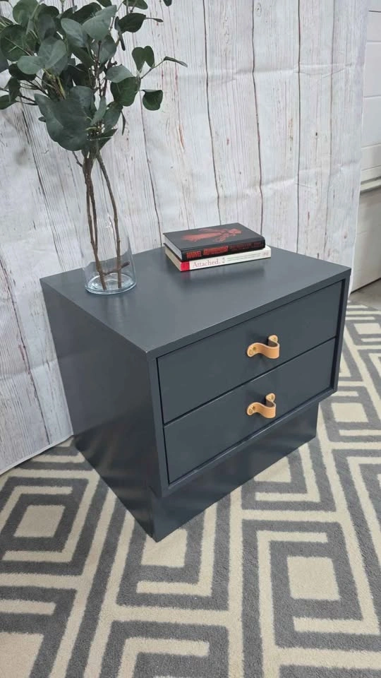 Modern Blue 2-Drawer Nightstand - photo 2