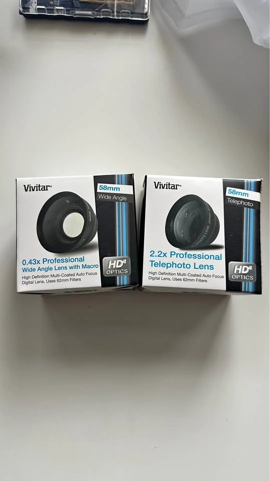 Vivitar 58mm Wide Angle + Telephoto Lens Set