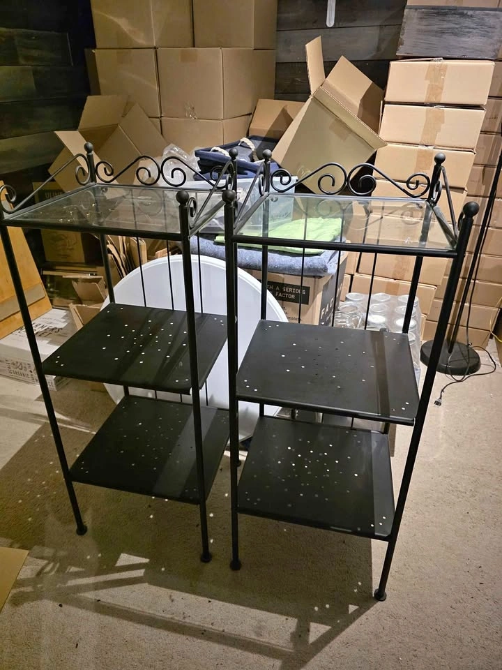 IKEA RÖNNSKÄR 3-Tier Black Wrought Iron Shelf - 2 units
