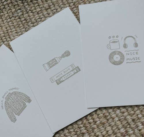Set of 3 Hand Stamped ACEO Art Cards 2.5x3.5 Miniature Art