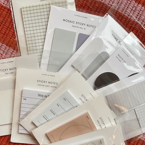 Cloth & Paper Sticky Notes Bundle | Neutral Minimal Planner Supp