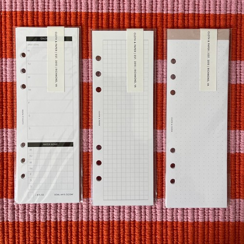 Cloth & Paper A5 Half Page Inserts Graph Memo Dot Grid