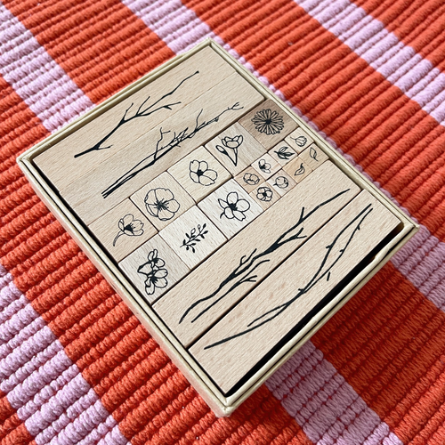 Mr. Paper Wooden Rubber Stamp Set – 20pc Floral & Branch Design - photo 2